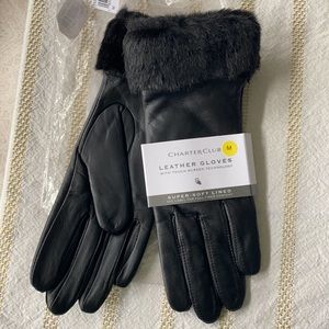 NWT black leather gloves